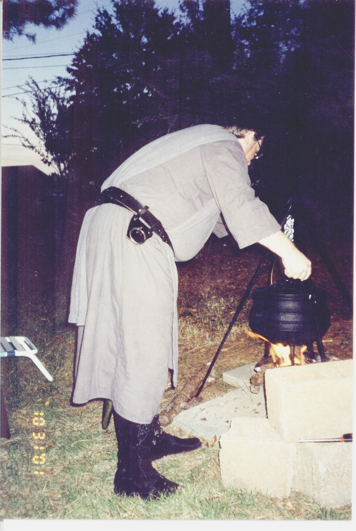 Steven stirring the cauldron of Brunswick Stew.